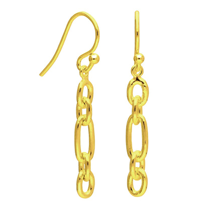 Gold Plated Sterling Silver Cable Chain Drop Earrings