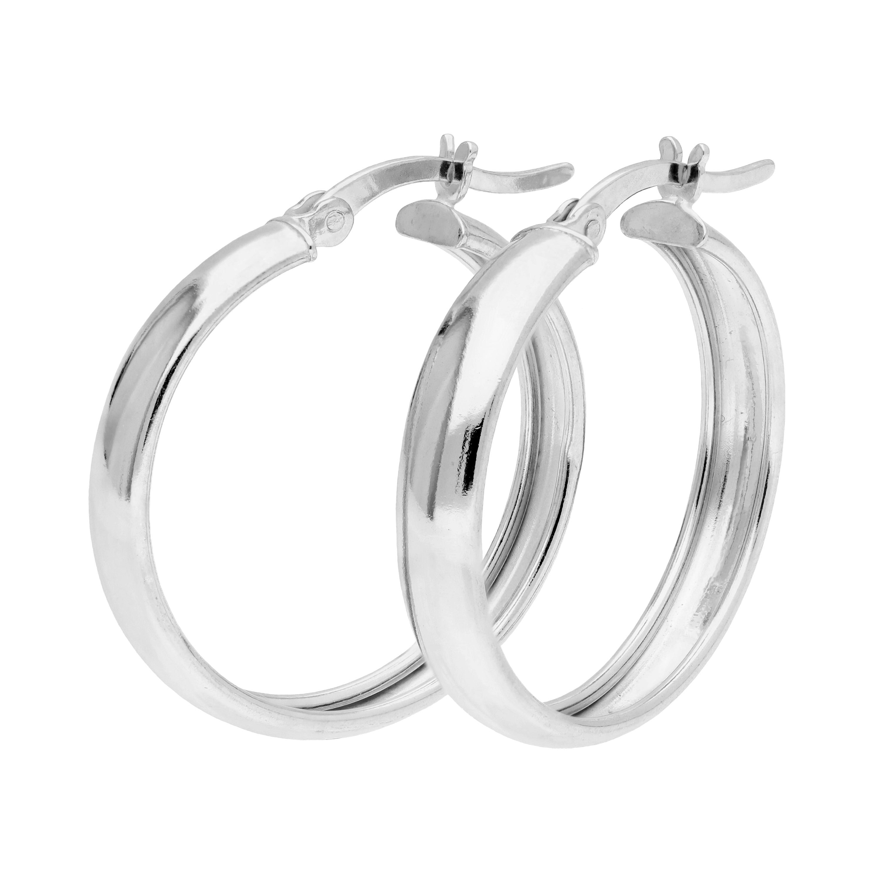 Sterlingsilber Klobig 25 mm Creolen Ohrringe