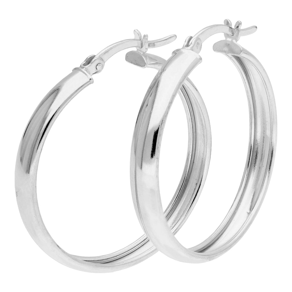 Sterlingsilber Klobig 30 mm Creolen Ohrringe