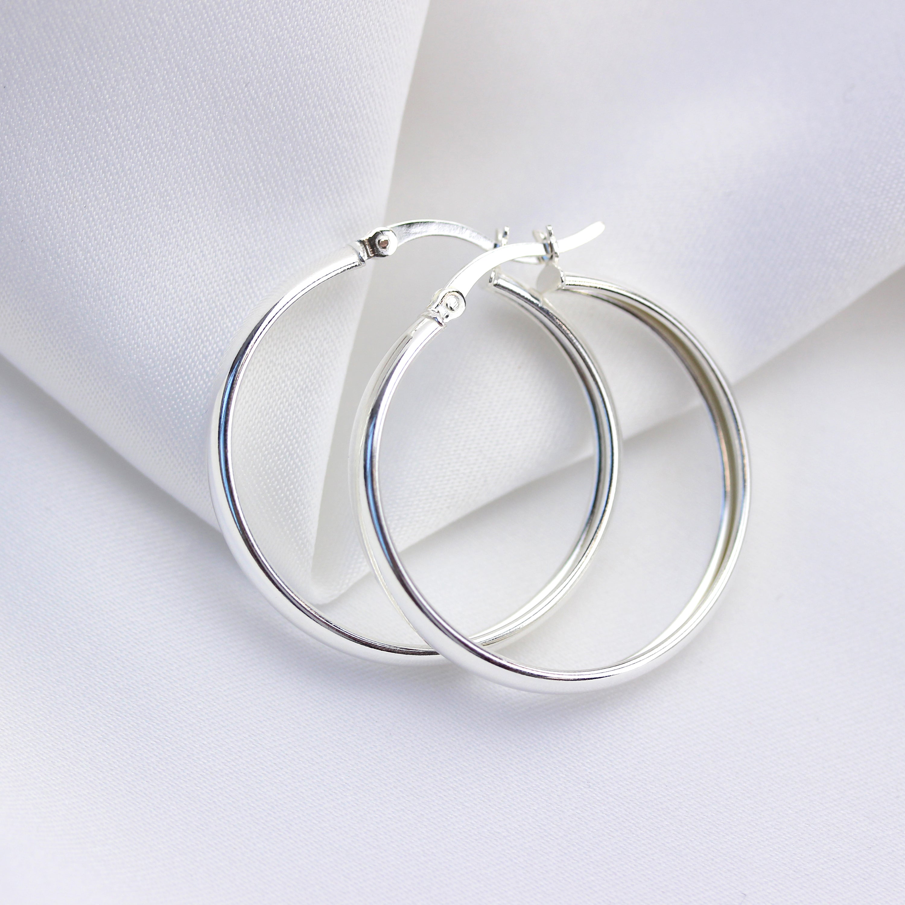 Sterlingsilber Klobig 30 mm Creolen Ohrringe