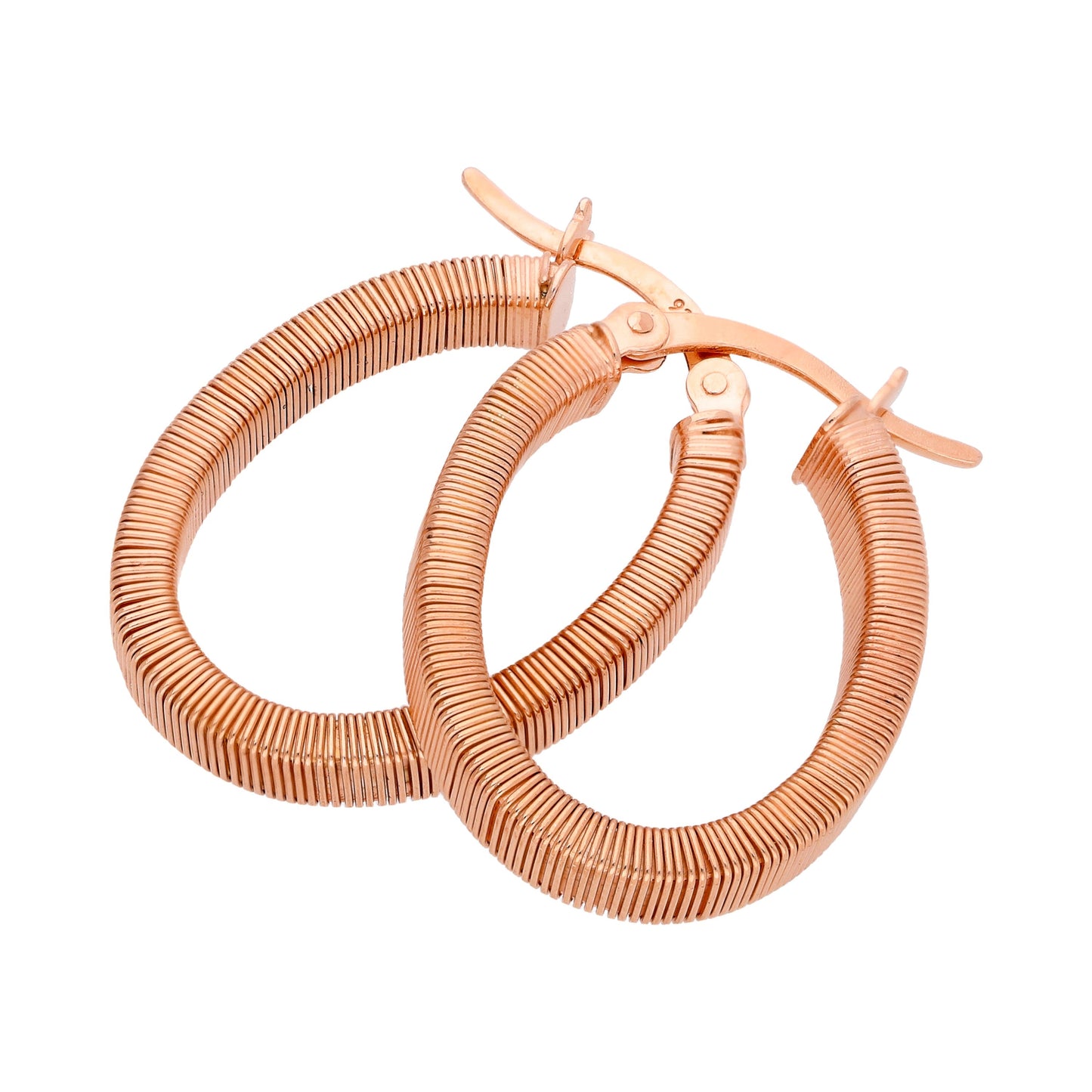 Rose Gold Plated Sterling Silver Oval Creole Hoop Earrings