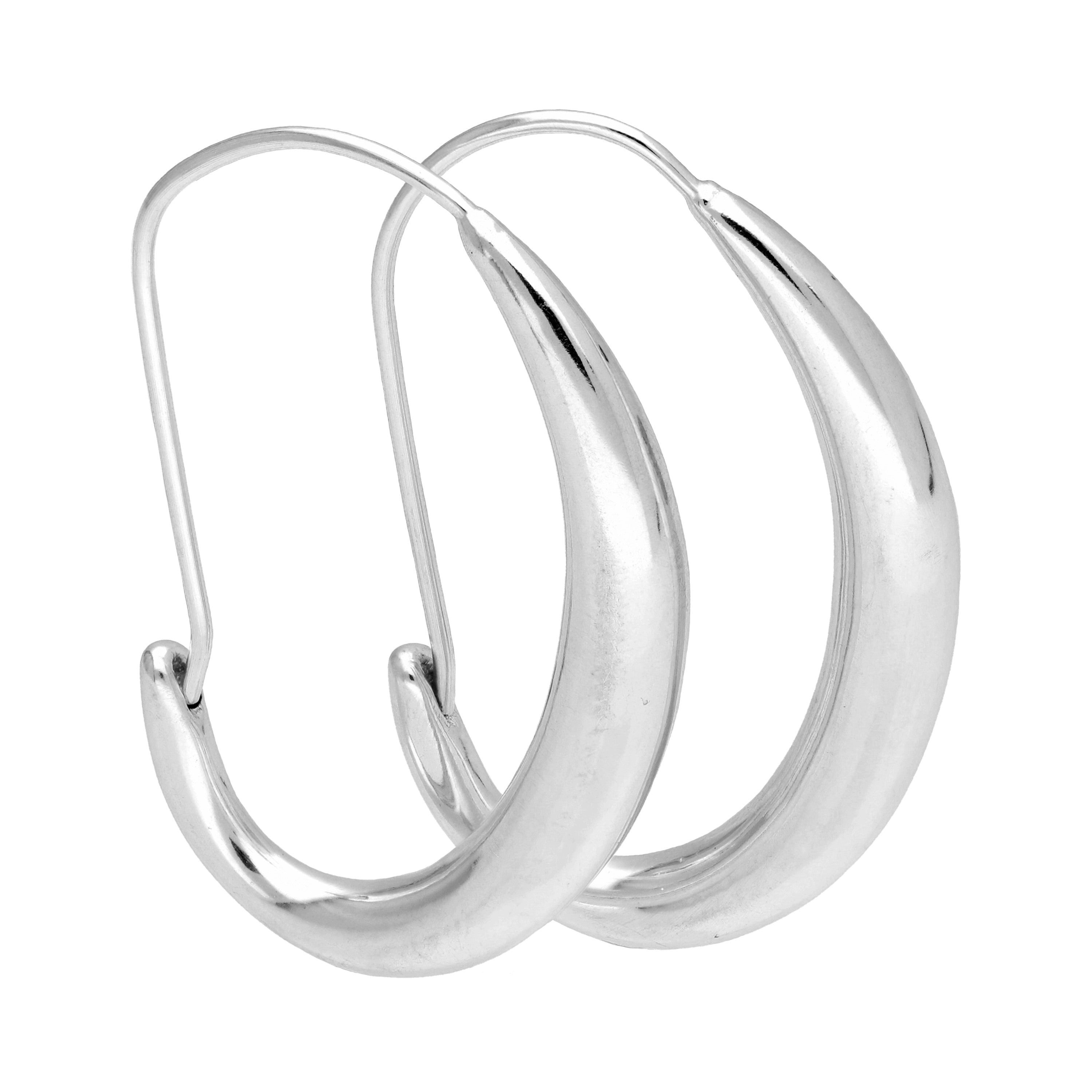 Sterlingsilber Oval Flüssig Creolen Ohrringe