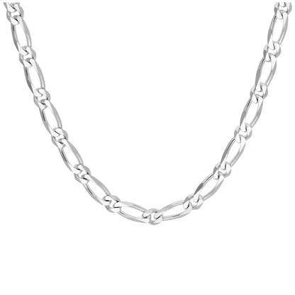Sterlingsilber Flach Figaro Kettenglied Halskette 45,5cm