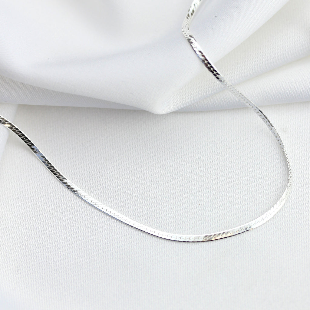 Sterlingsilber Flach Schlangenkette Halskette 45,5 cm