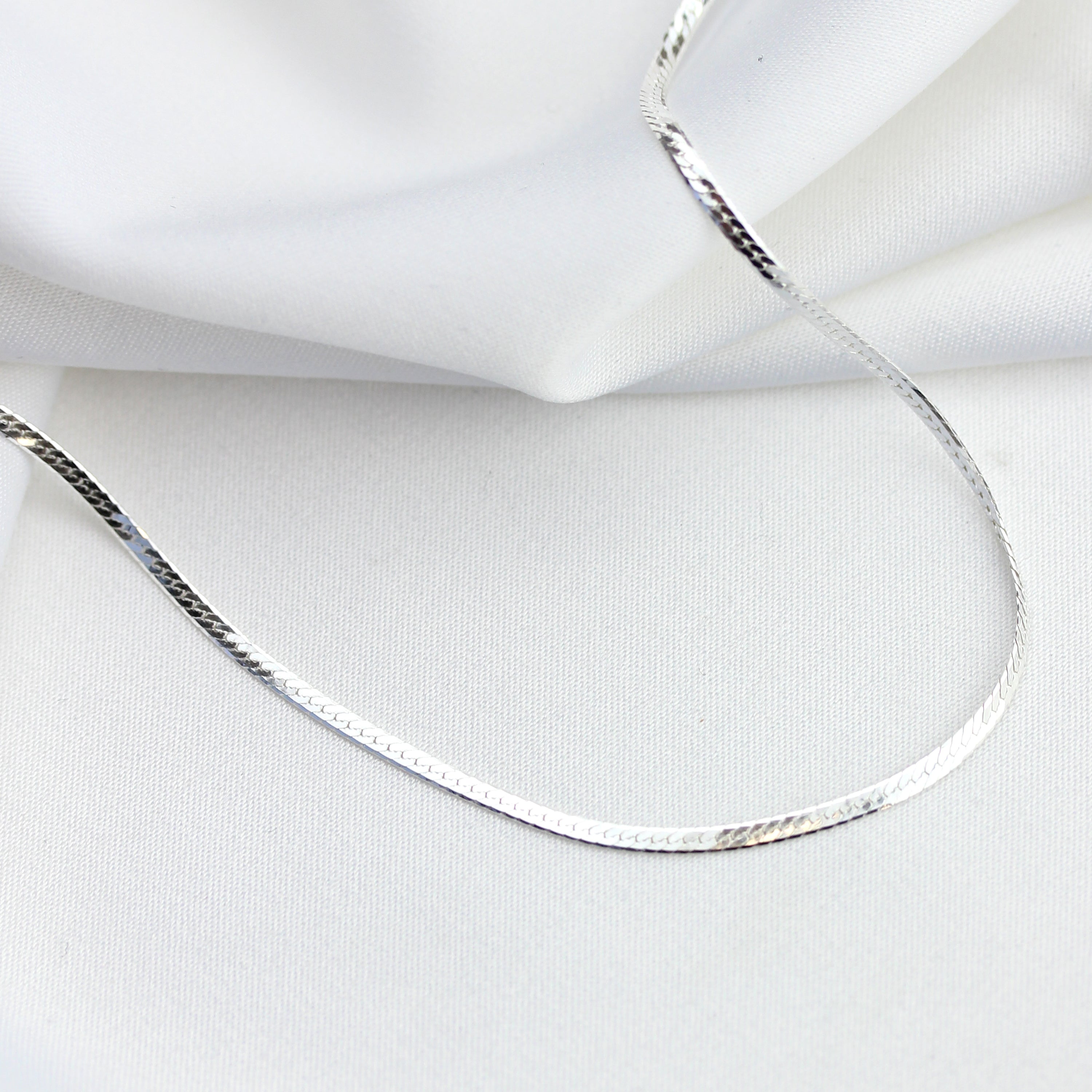 Sterlingsilber Flach Schlangenkette Halskette 45,5 cm