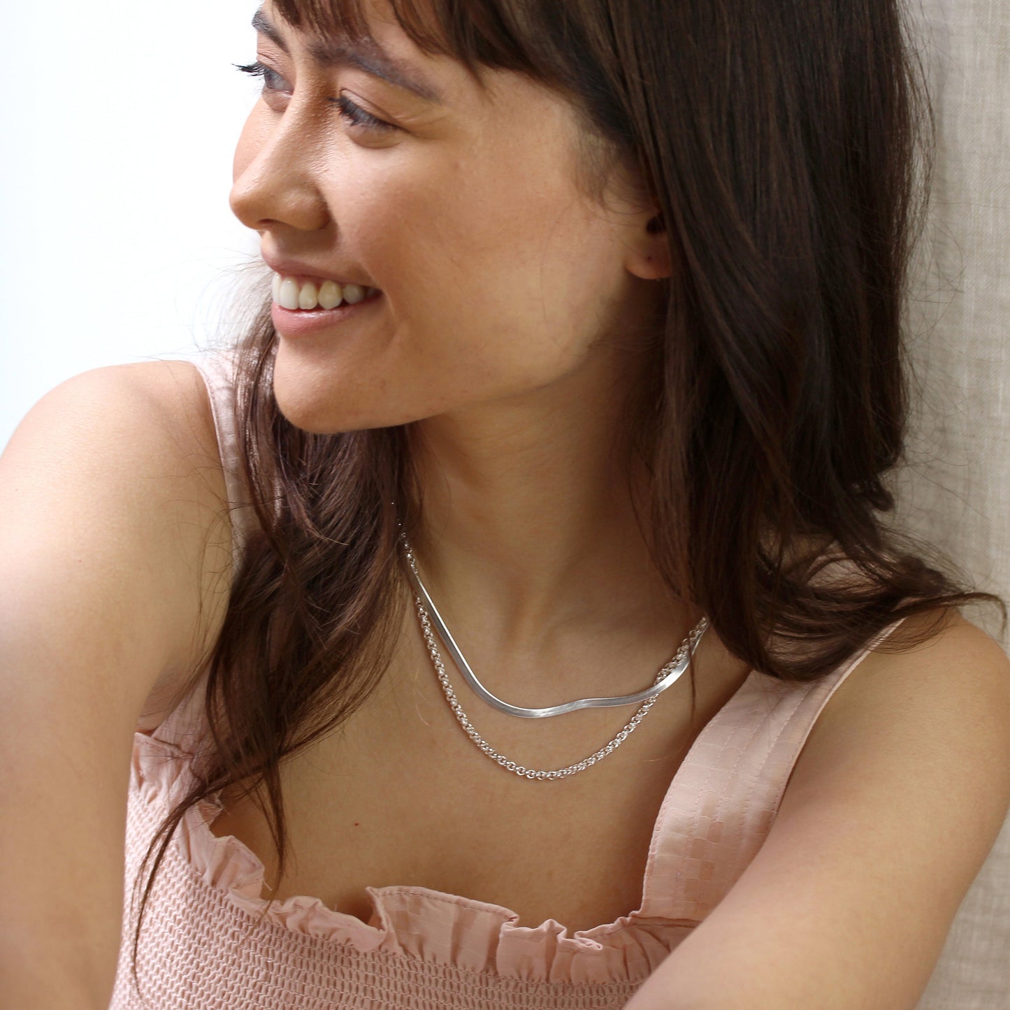 Sterling Silber Flache Herringbone-Kette 18 - 20 Zoll