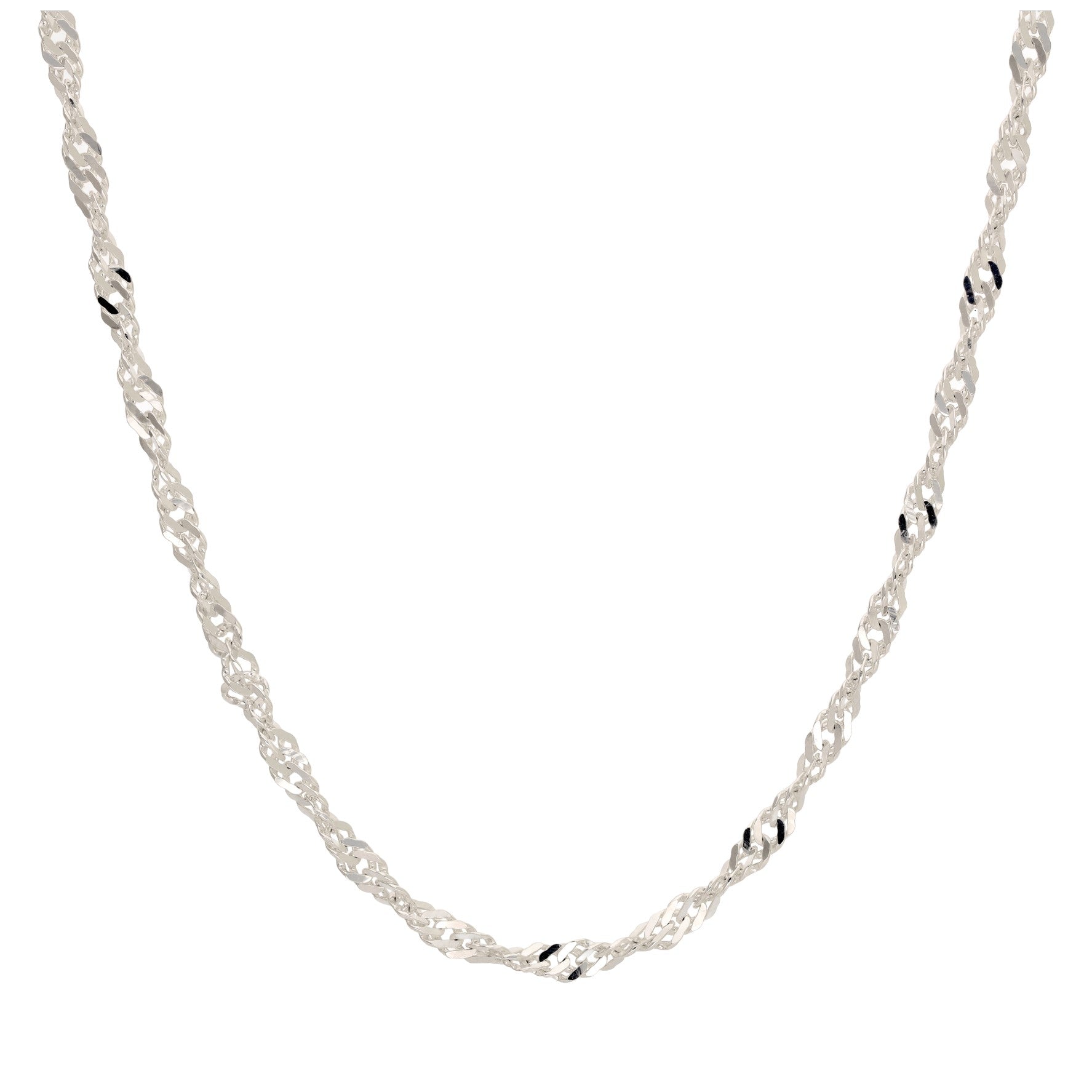 Sterlingsilber Disco Gedreht Schlangenkette Halskette 45,5 cm