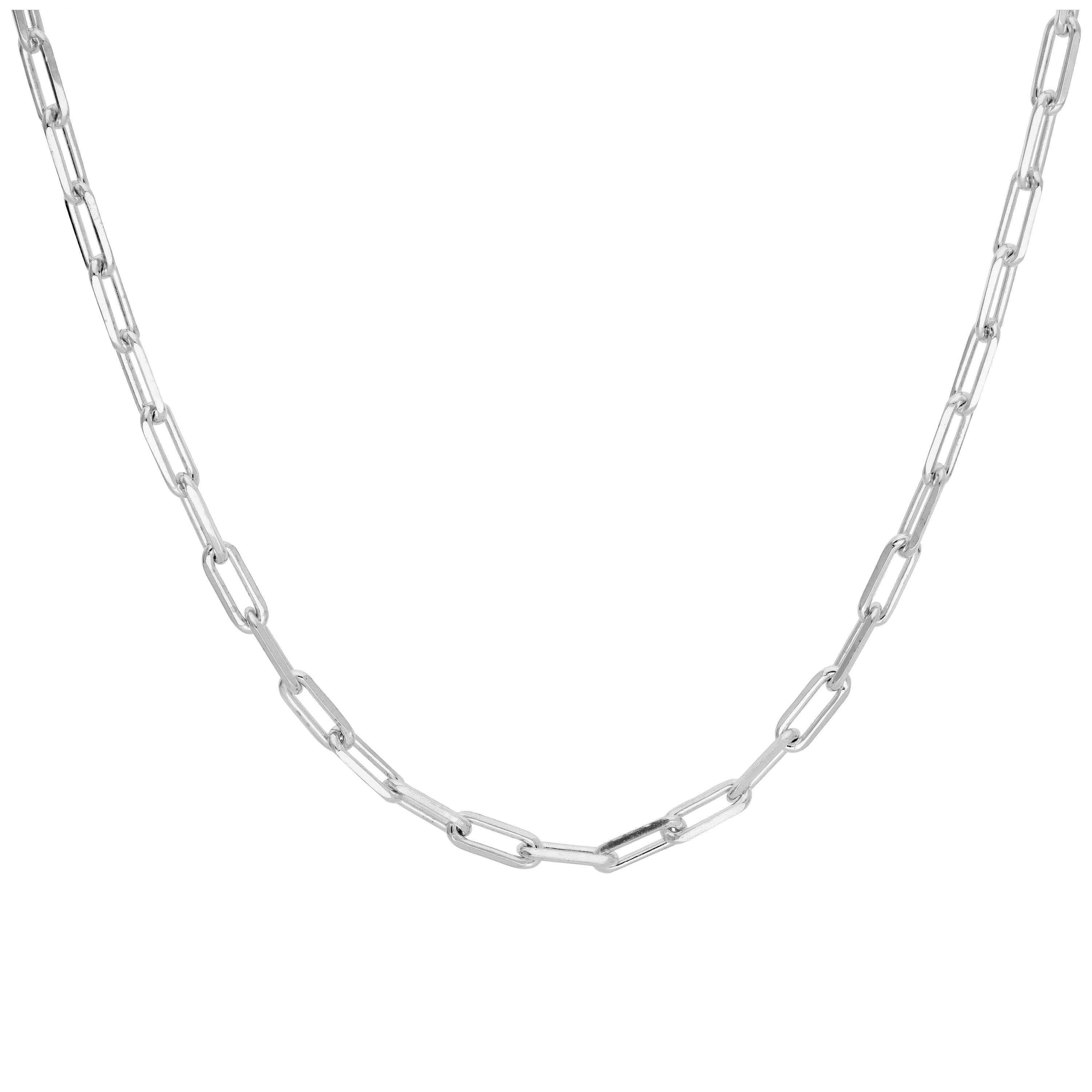 Sterlingsilber Lang Kabel Kettenglied Halskette 45,5 cm