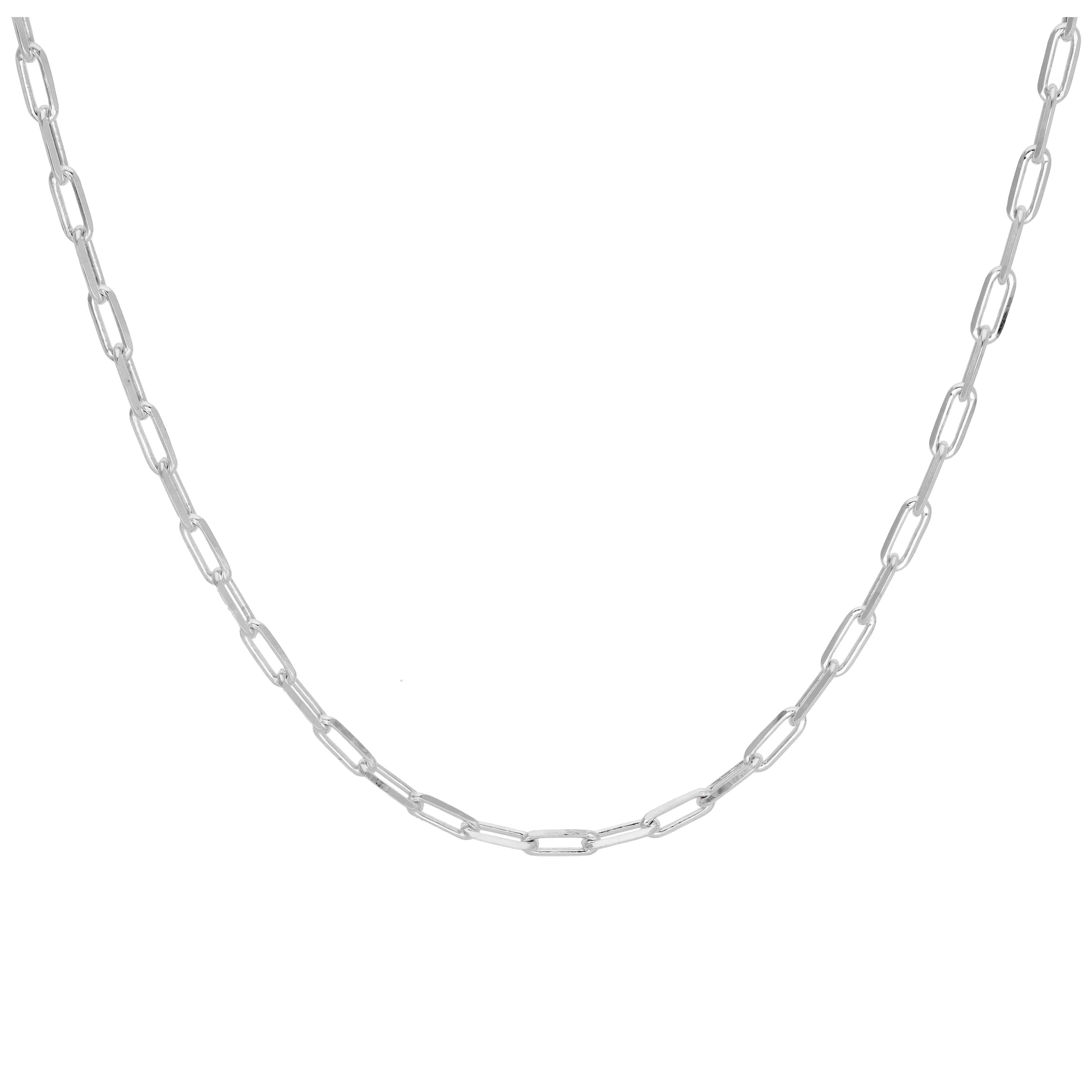 Sterlingsilber Lang Kabel Kettenglied Halskette 45,5 cm