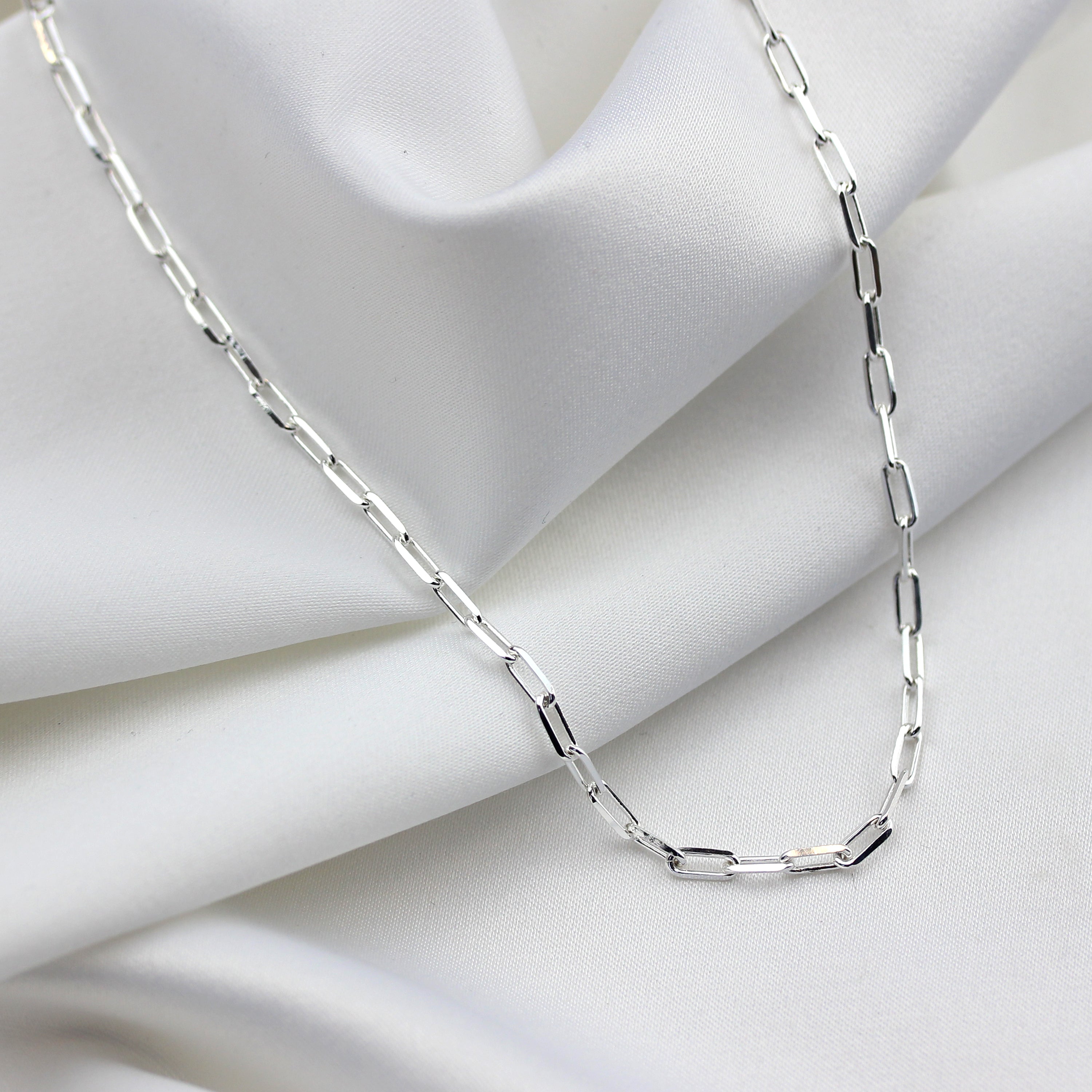 Sterlingsilber Lang Kabel Kettenglied Halskette 45,5 cm