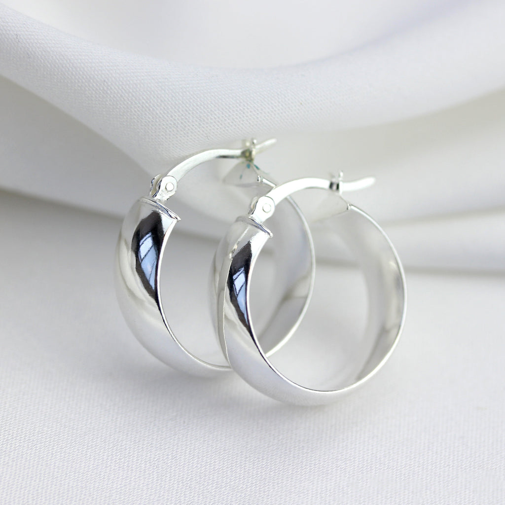Sterlingsilber Klobig 20 mm Creolen Ohrringe