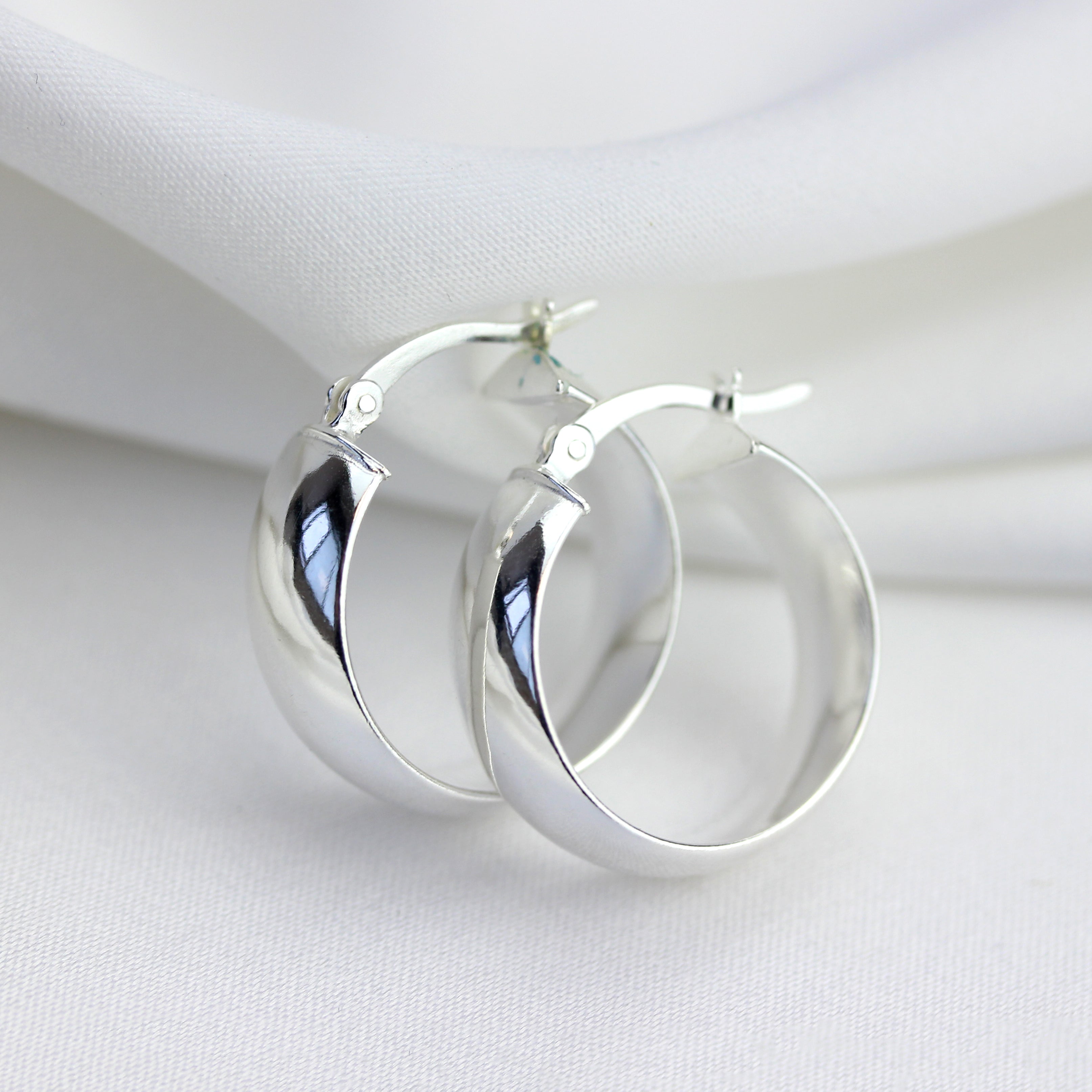 Sterlingsilber Klobig 20 mm Creolen Ohrringe