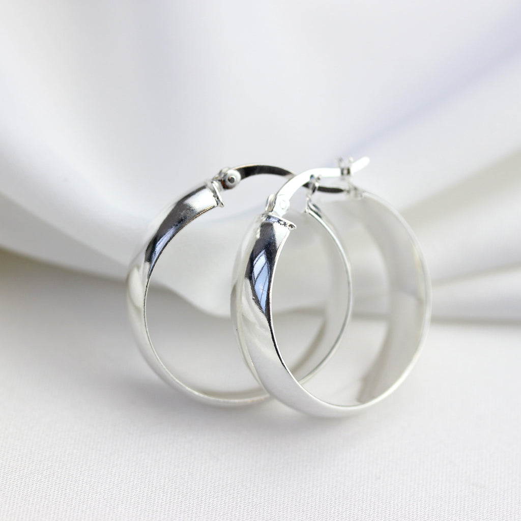 Sterlingsilber Klobig 25 mm Creolen Ohrringe