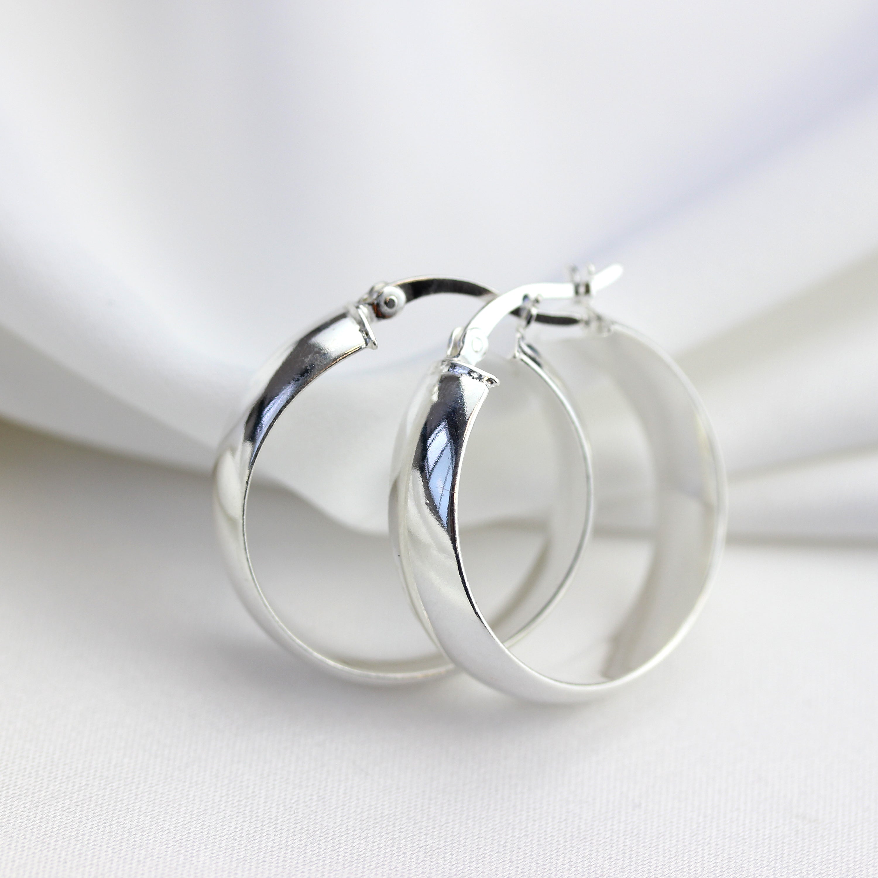 Sterlingsilber Klobig 25 mm Creolen Ohrringe