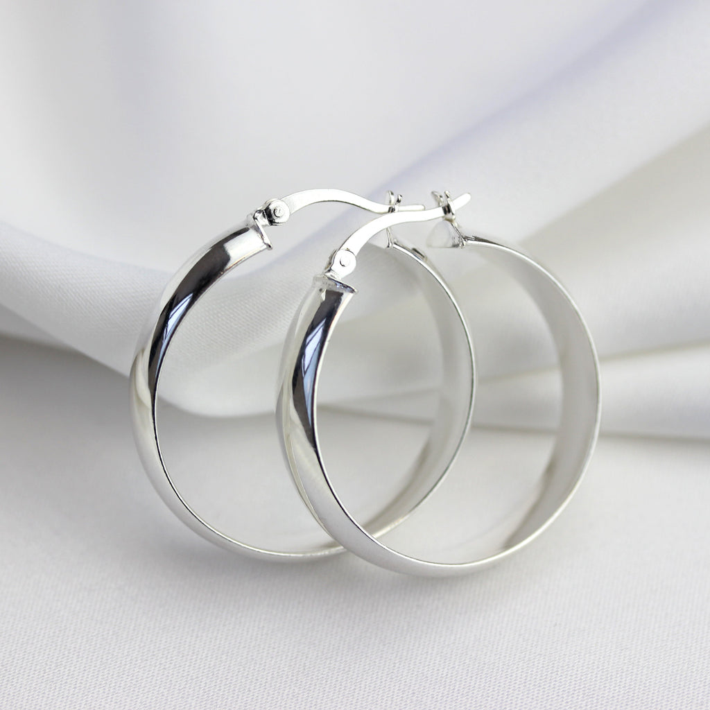 Sterlingsilber Klobig 30 mm Creolen Ohrringe