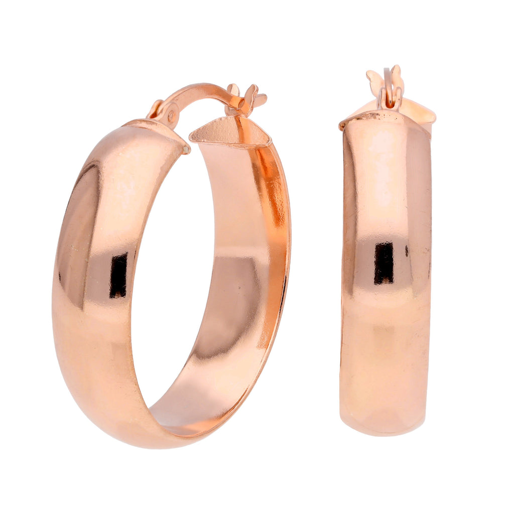 Rosévergoldet Sterlingsilber Klobig 25 mm Creolen Ohrringe,