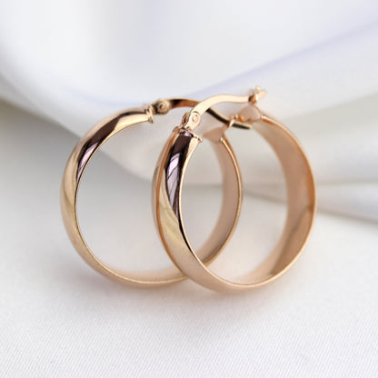 Rosévergoldet Sterlingsilber Klobig 25mm Creolen Ohrringe, 