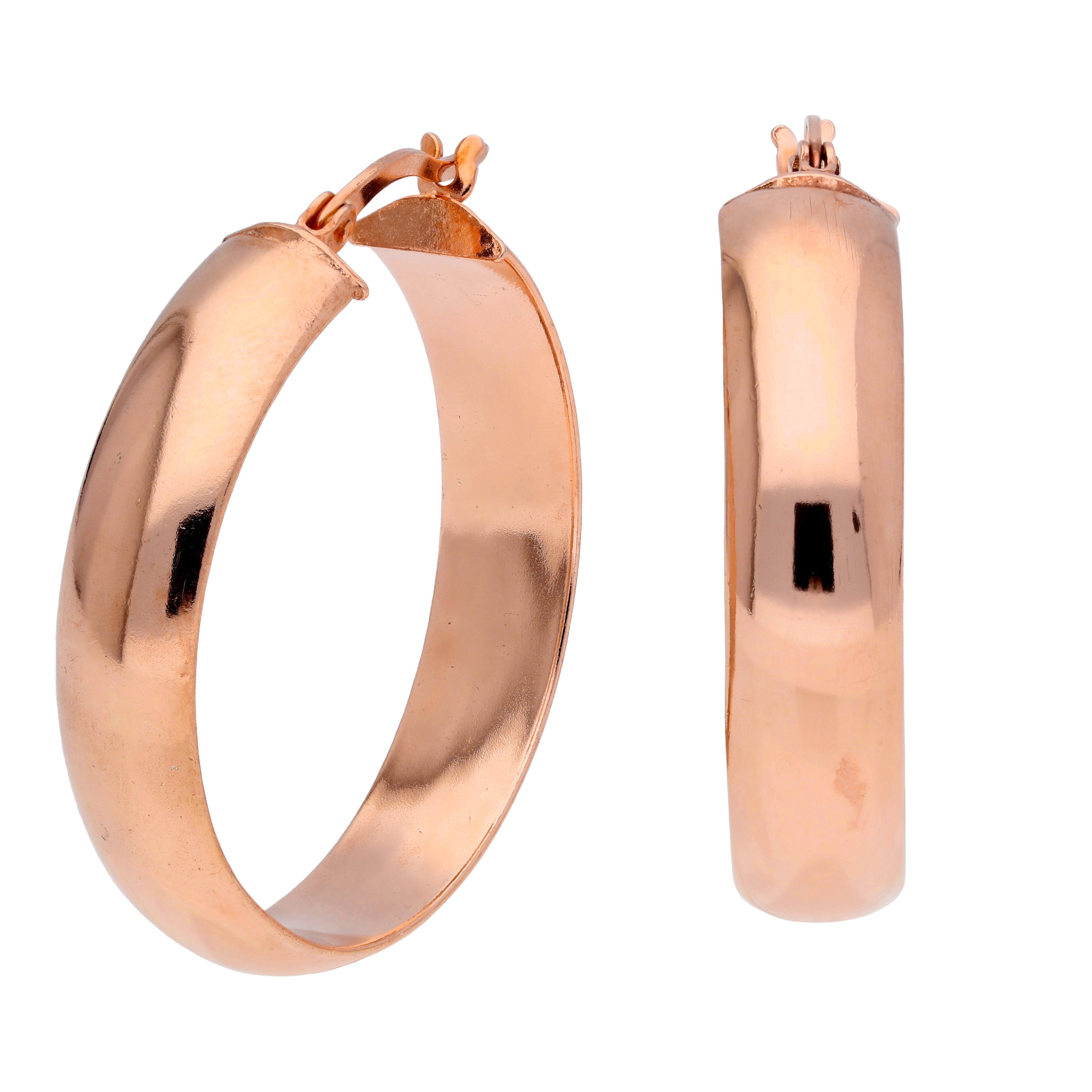 Rosévergoldet Sterlingsilber Klobig 30 mm Creolen Ohrringe