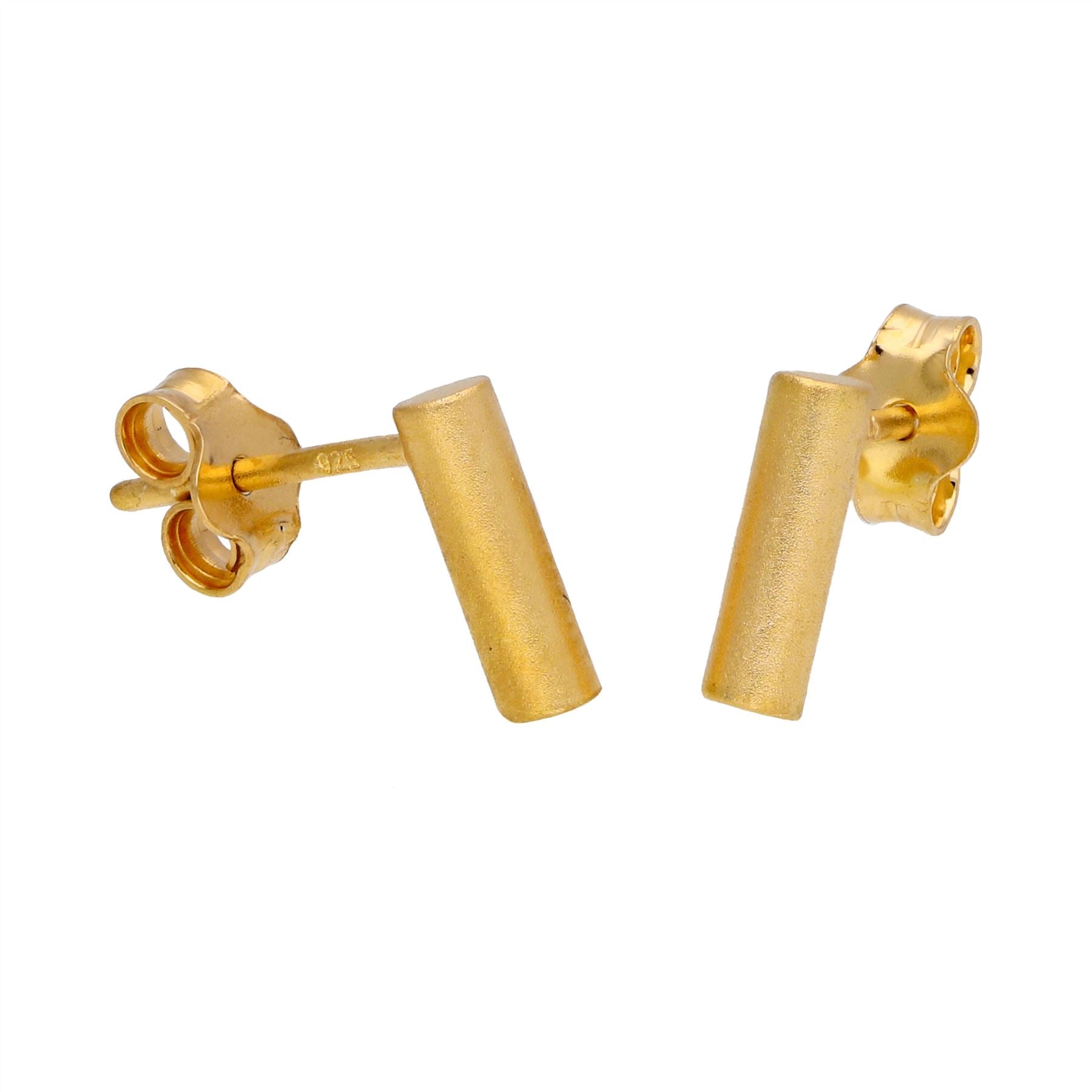 Einfache gold-beschichtete Sterlingsilber-Ohrstecker mit 8 mm