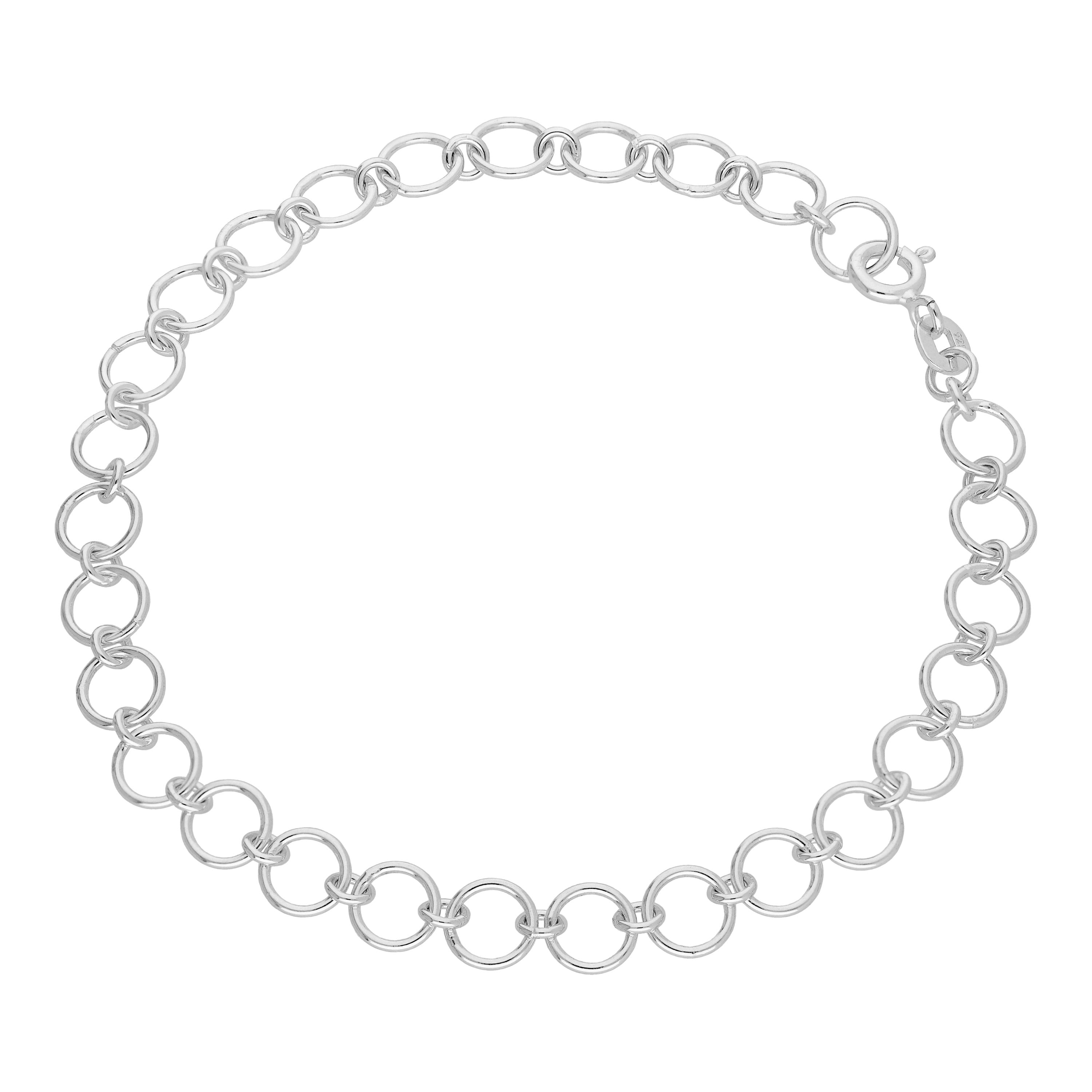 Sterlingsilber Einfach Rund Kettenglied Armband 18 cm