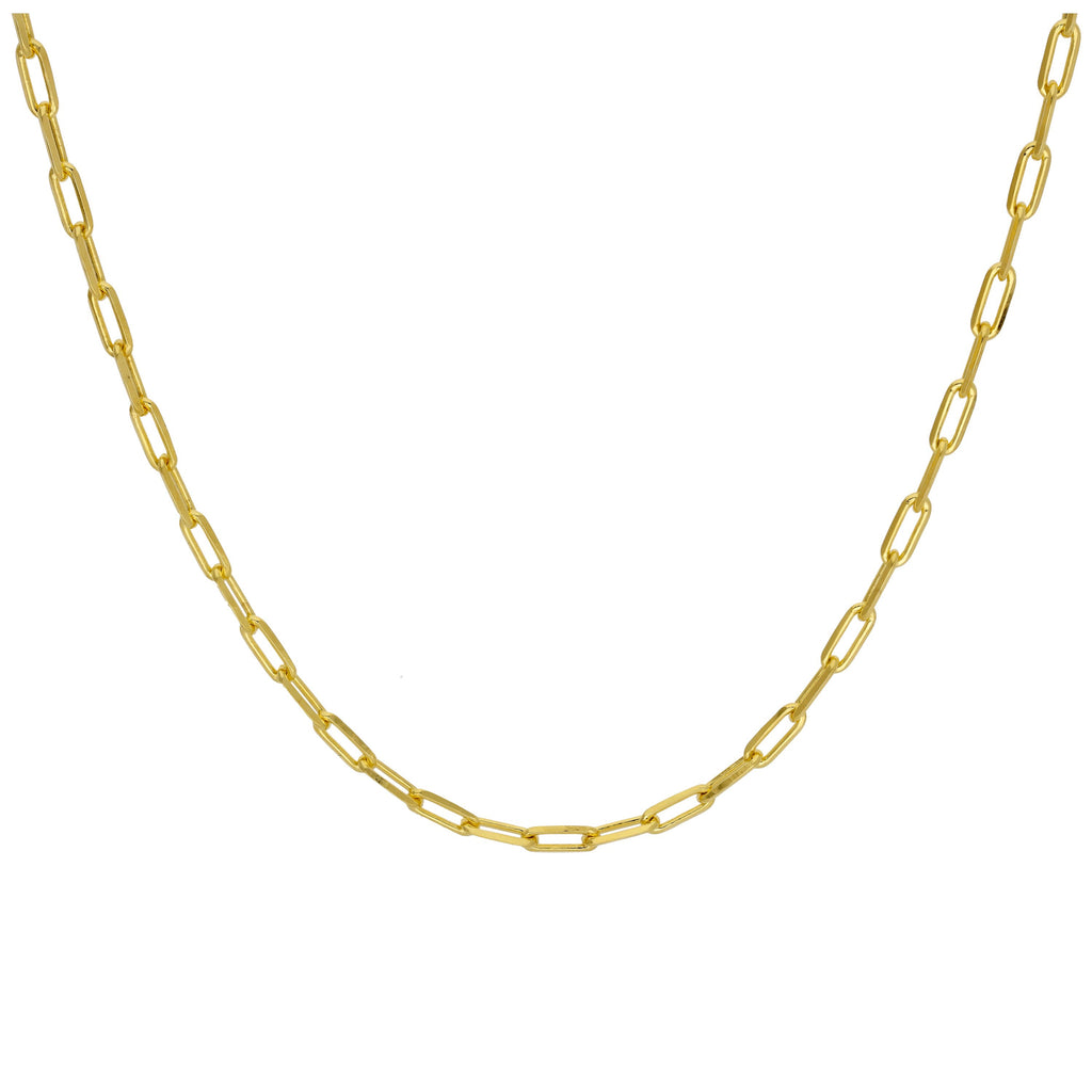 Vergoldet Sterlingsilber Flach Lang Kettenglied Halskette 45,5 cm