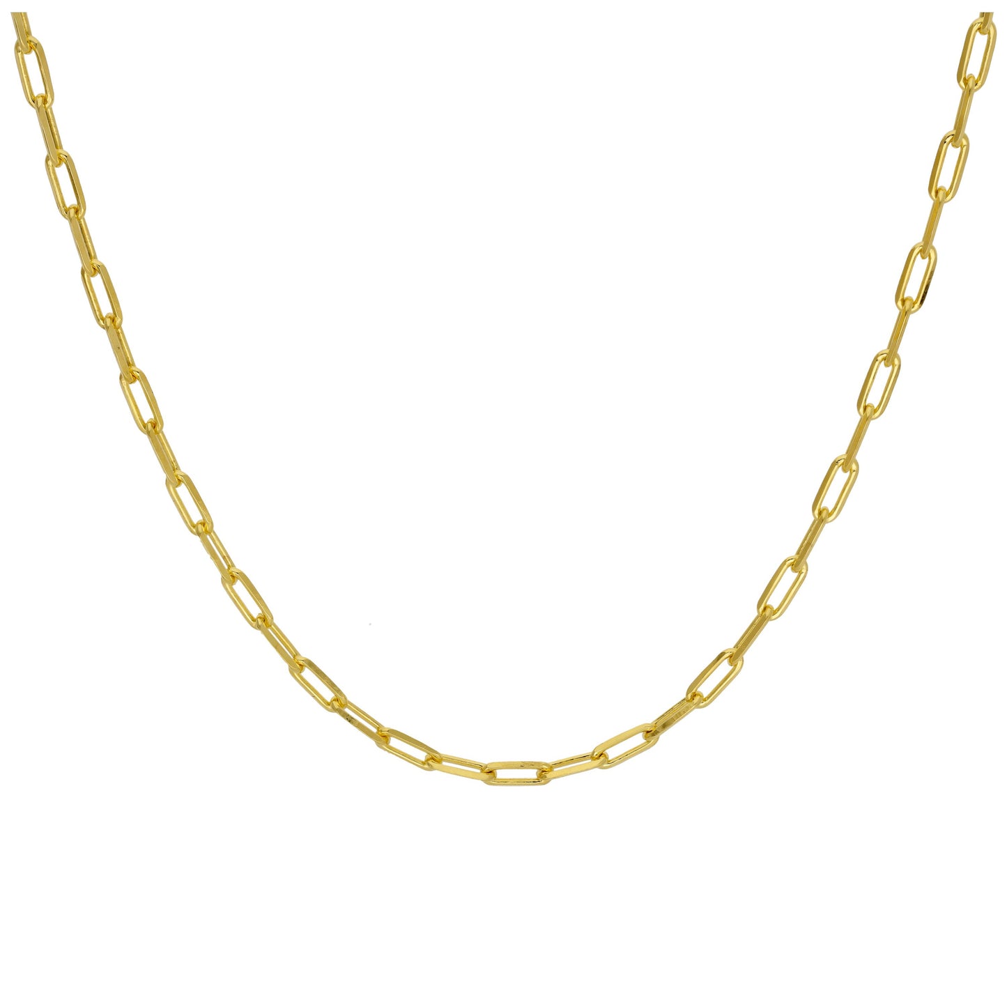 Vergoldet Sterlingsilber Flach Lang Kettenglied Halskette 45,5cm