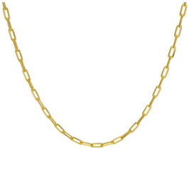 Vergoldet Sterlingsilber Flach Lang Kettenglied Halskette 45,5 cm
