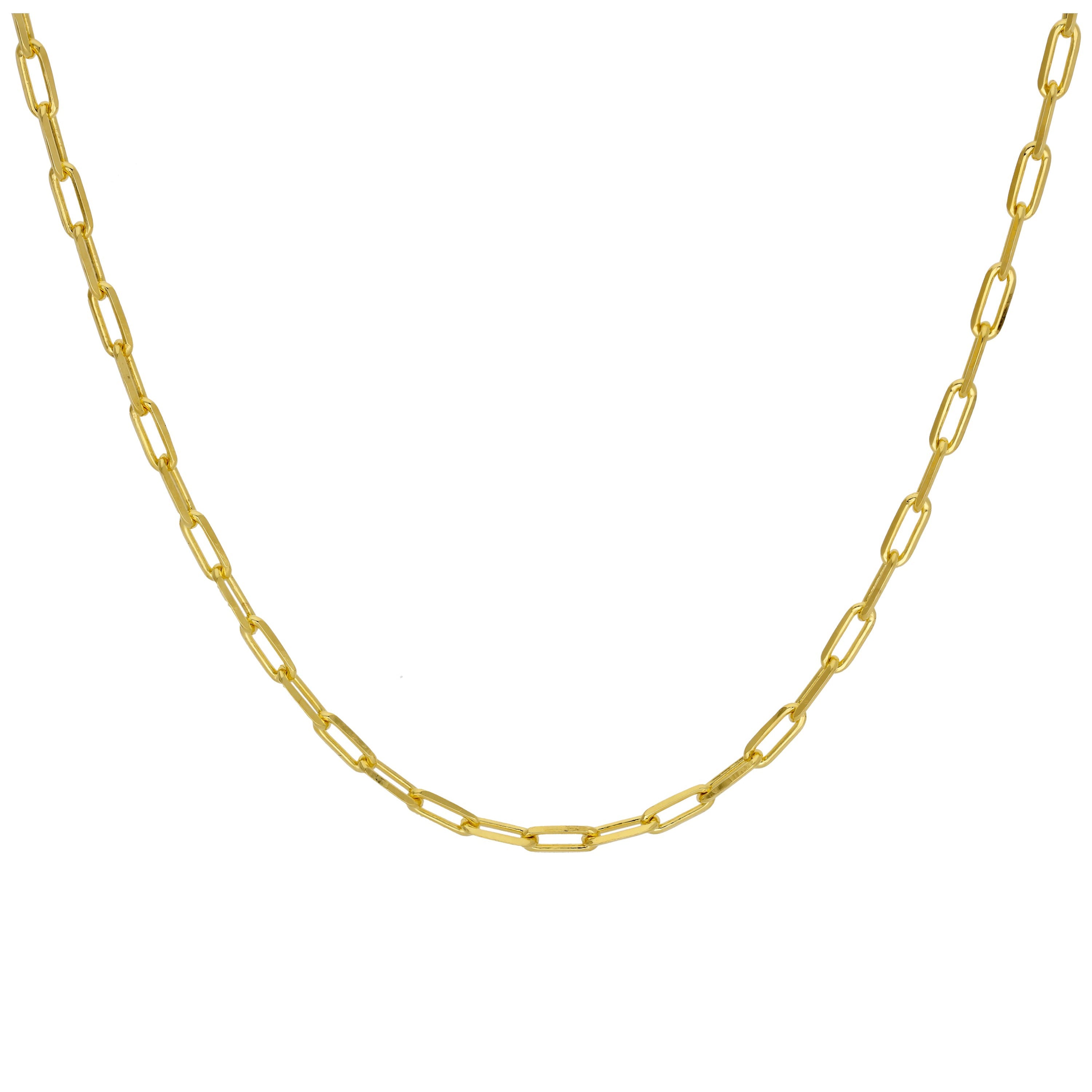 Vergoldet Sterlingsilber Flach Lang Kettenglied Halskette 45,5 cm