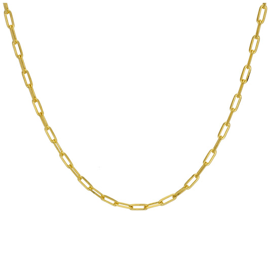 Vergoldet Sterlingsilber Lang Kettenglied Kabel Halskette 45,5cm