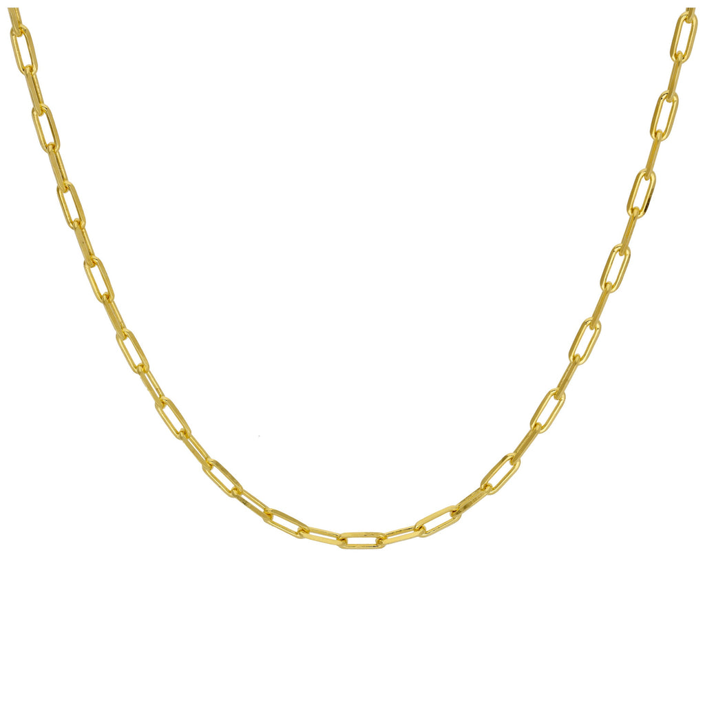 Vergoldet Sterlingsilber Lang Kettenglied Kabel Halskette 45,5 cm