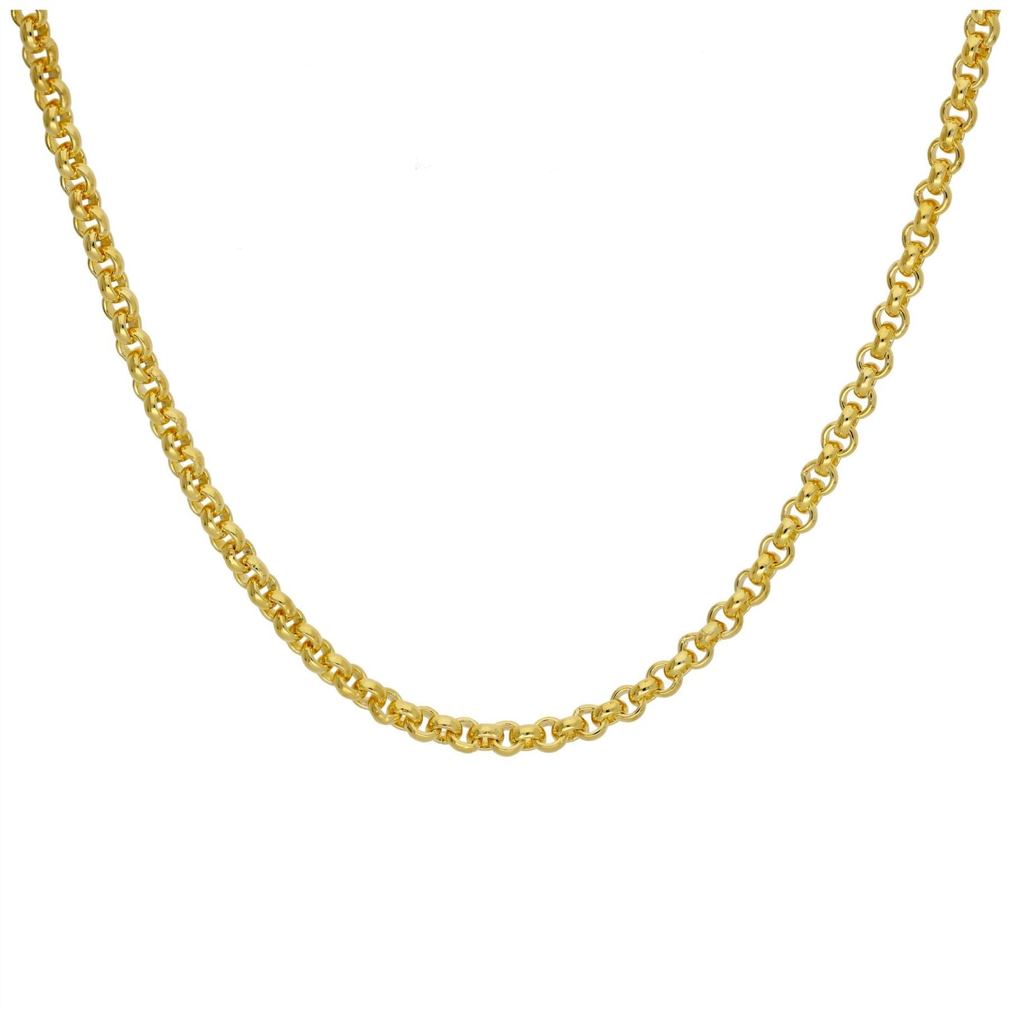 Gold Plated Sterling Silver Rolo Link Chain Necklace 18 Inches