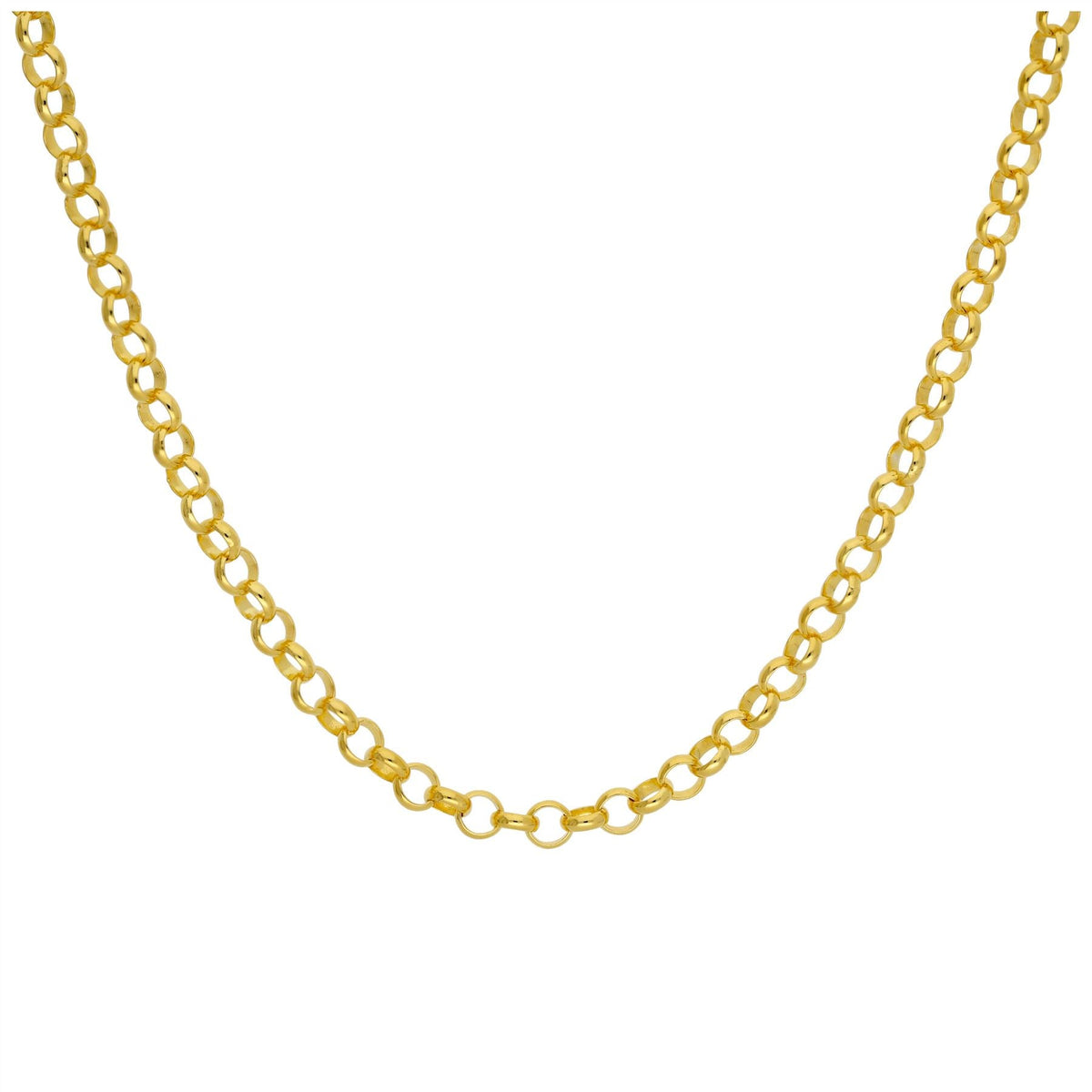 Vergoldete Sterlingsilber-Halskette mit Rollokettengliedern, 45 cm