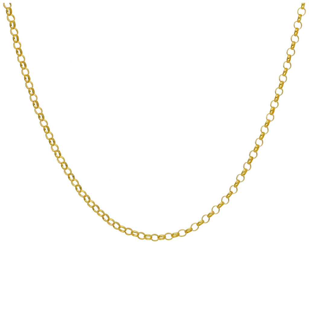 Vergoldet Sterlingsilber 2 mm Rolo Kette Halskette 45,5 cm