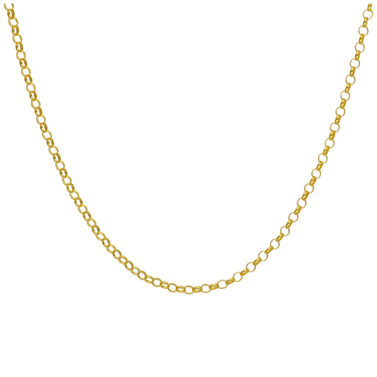 Vergoldet Sterlingsilber 2 mm Rolo Kette Halskette 45,5 cm