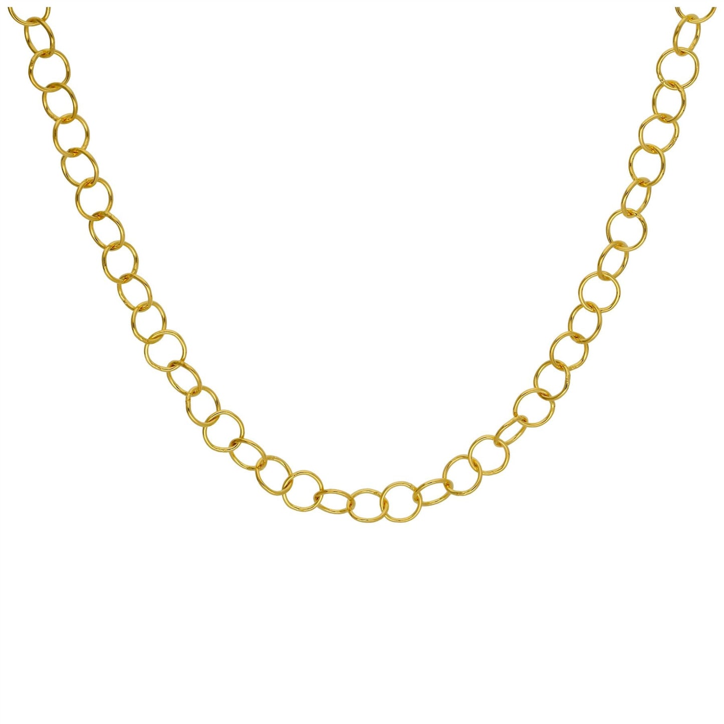 Gold Plated Sterling Silver Light 5mm Rolo Necklace 18 Inch