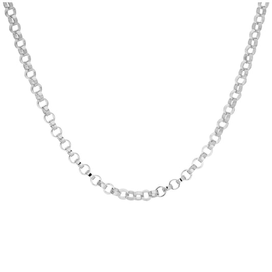 Sterling Silver Thick 4mm Rolo Link Chain Necklace 18 Inches