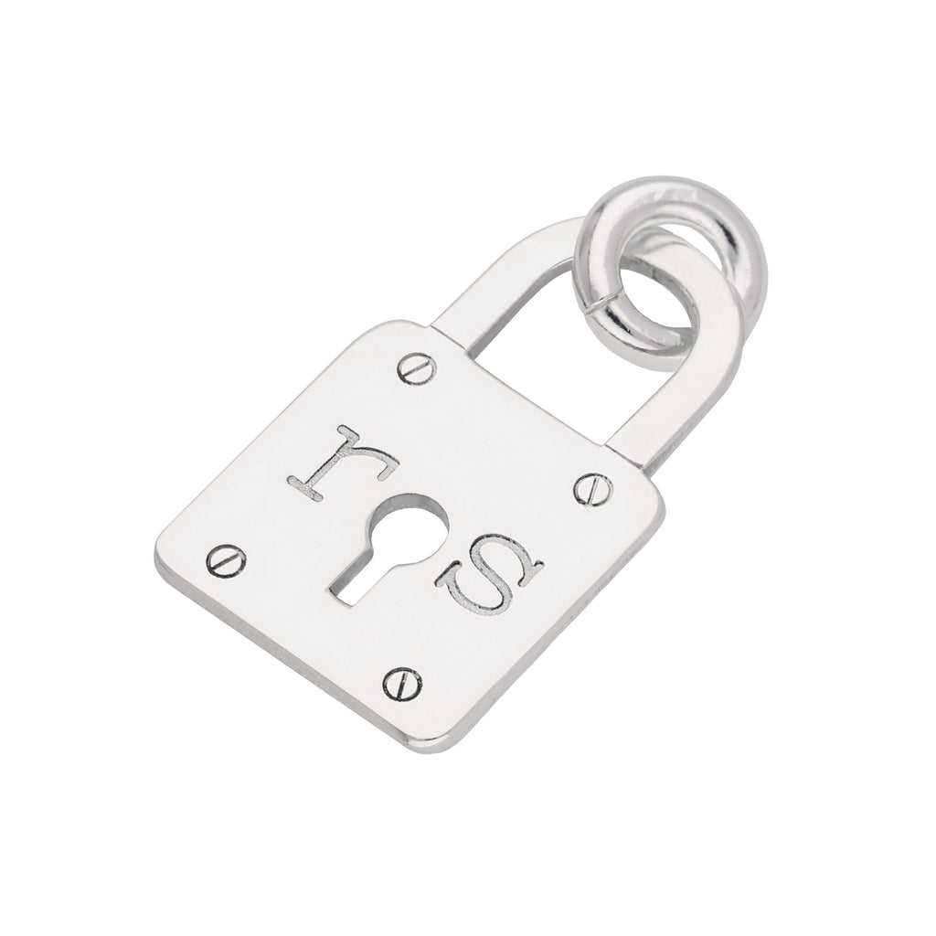 Individuell gefertigter Charm aus Sterlingsilber mit Vorhängeschloss mit Schlüsselloch