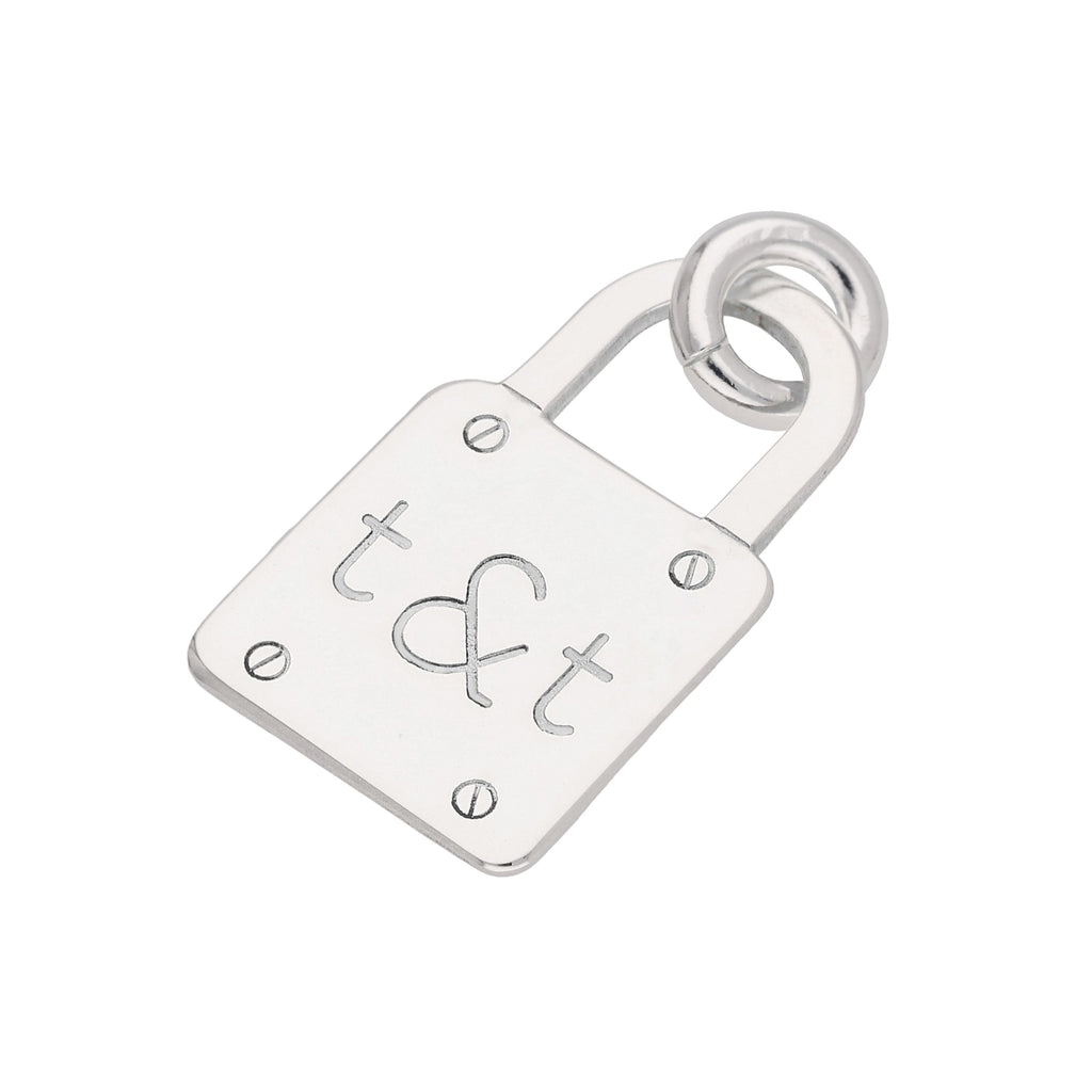 Individuell gefertigter Charm aus Sterlingsilber mit Initialen-Vorhängeschloss