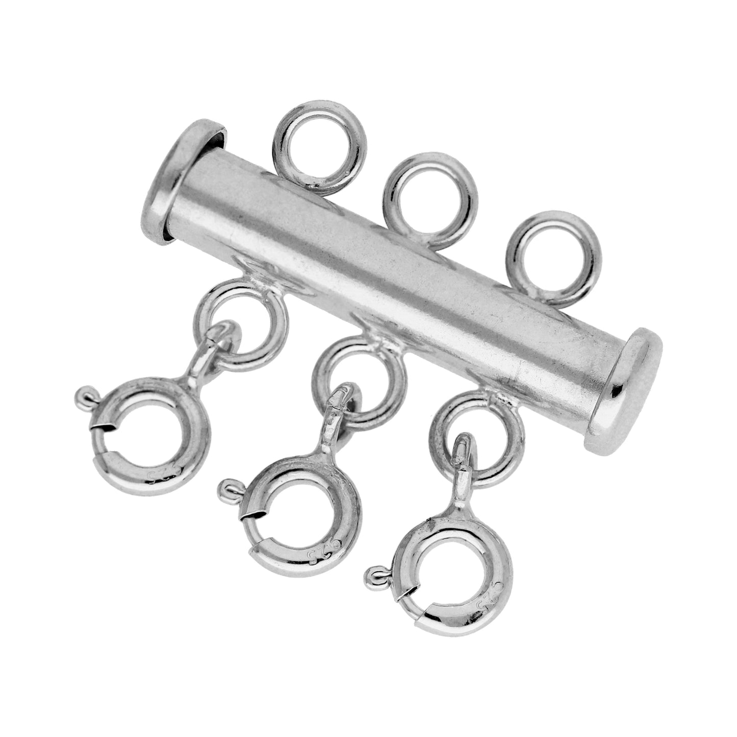 Sterlingsilber 3 - Reihig Überlagerungs Halskette Bolzenringverschluss