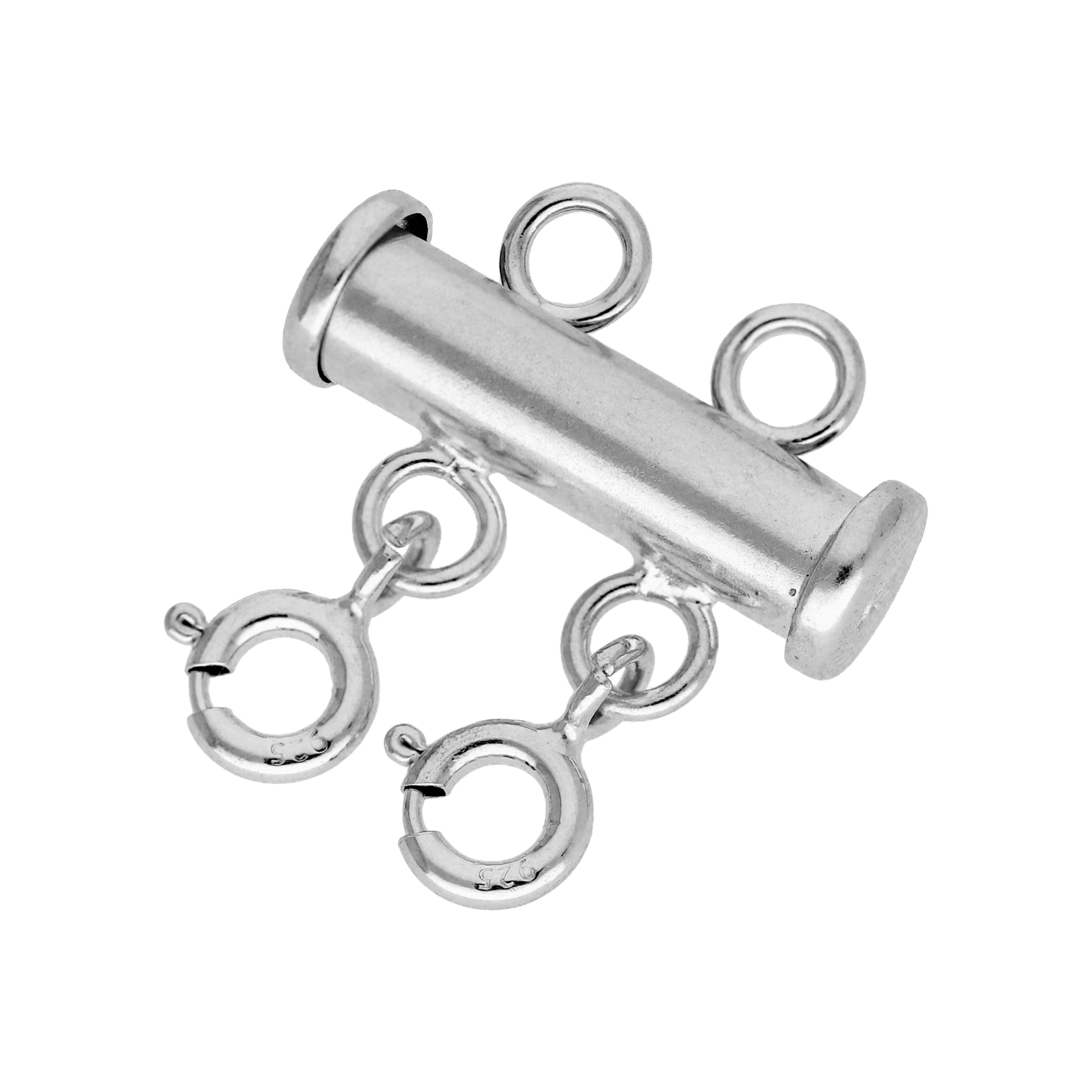 Sterlingsilber 2 - Reihig Überlagerungs Halskette Bolzenringverschluss