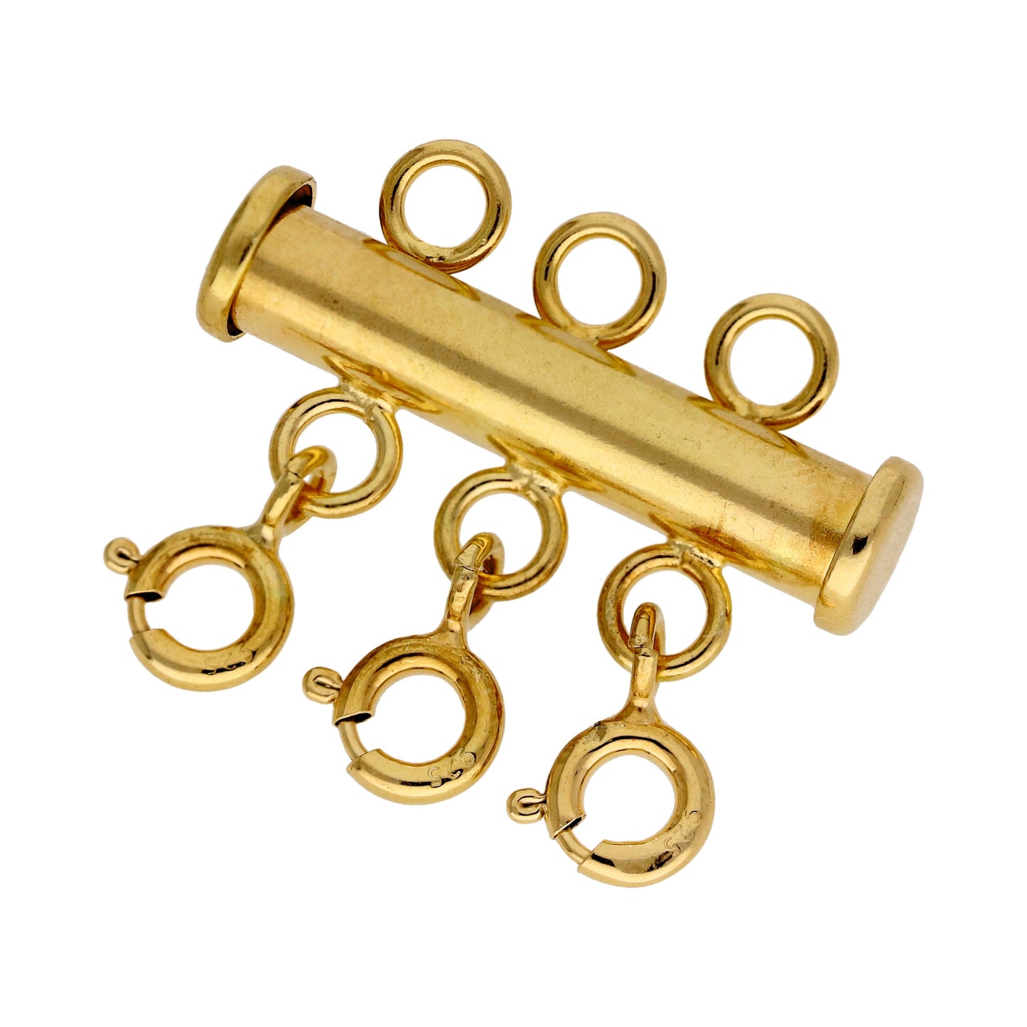 Vergoldet Sterlingsilber 3 - Reihig Überlagerungs Halskette Bolzenringverschluss