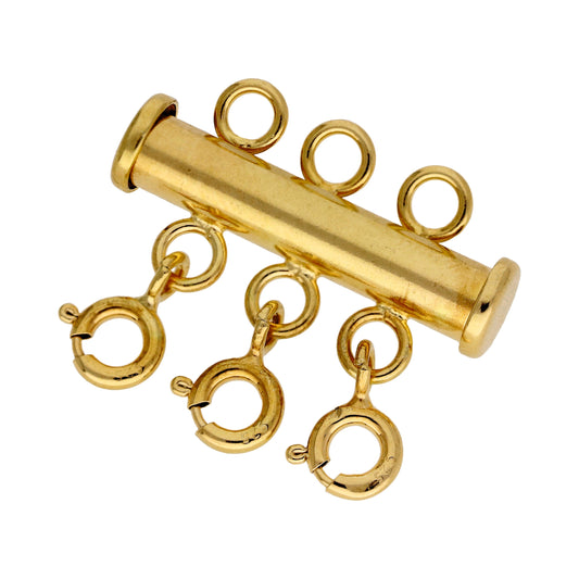 Vergoldet Sterlingsilber 3 - Reihig Überlagerungs Halskette Bolzenringverschluss