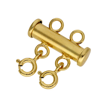 Vergoldet Sterlingsilber 2 - Reihig Überlagerungs Halskette Bolzenringverschluss