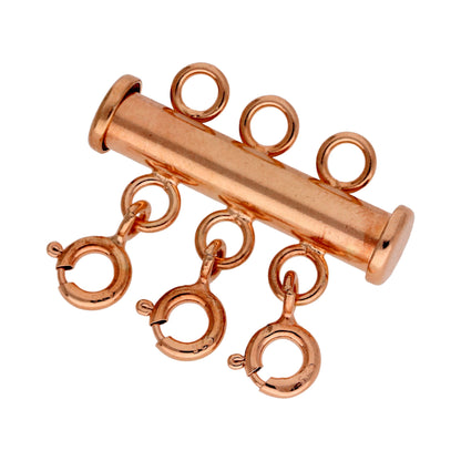 Rosévergoldet Sterlingsilber 3 - Reihig Überlagerungs Halskette Verschluss