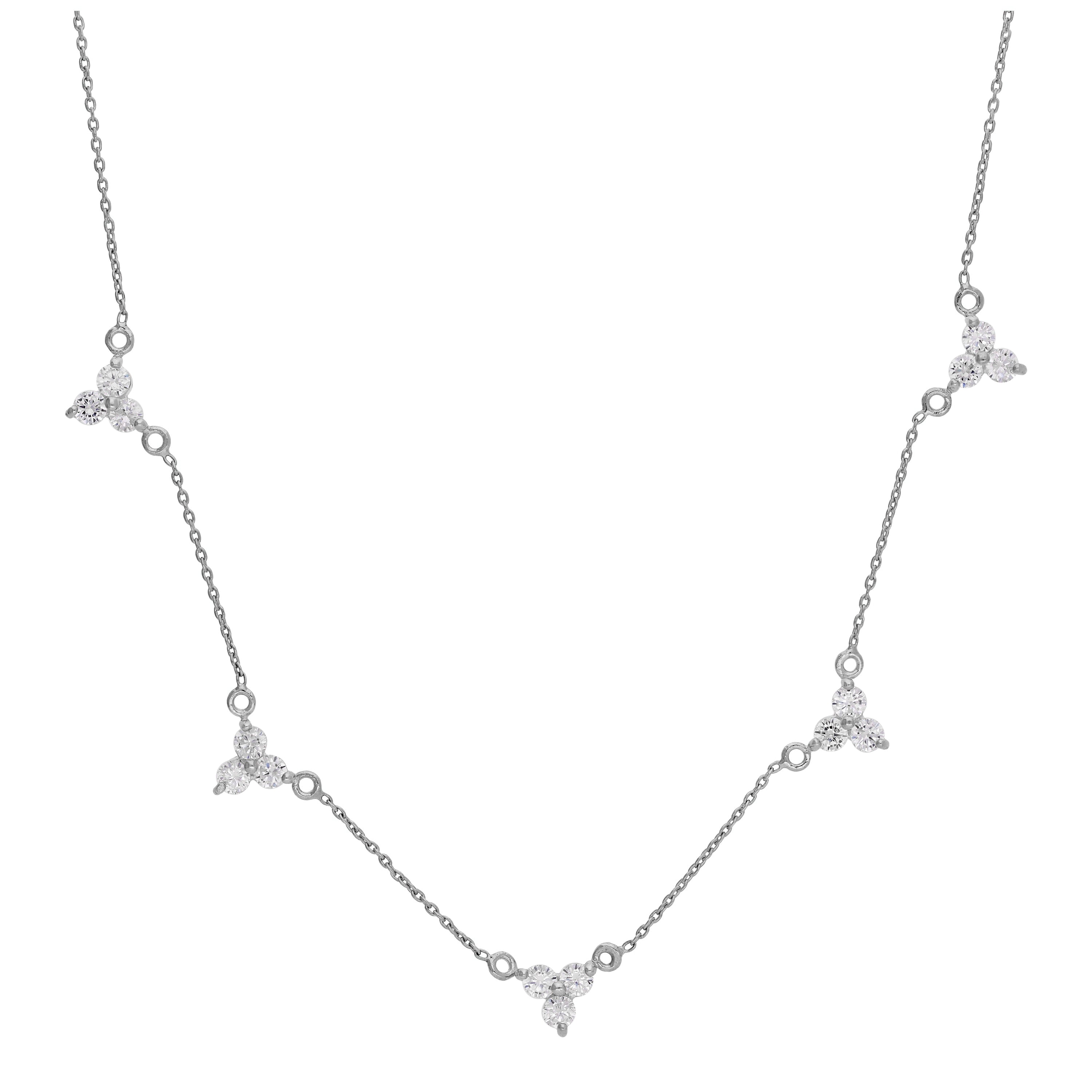 Sterlingsilber Mehr Trio CZ Traube Verstellbar Halskette