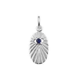 Sterlingsilber Saphir CZ Stern Oval Medaillon Anhänger