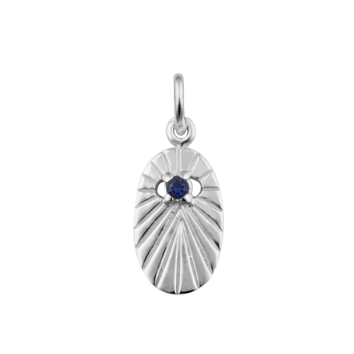 Sterlingsilber Saphir CZ Stern Oval Medaillon Anhänger