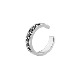 Sterlingsilber Schwarz CZ Pavé Fassung Manschetten Ohrring