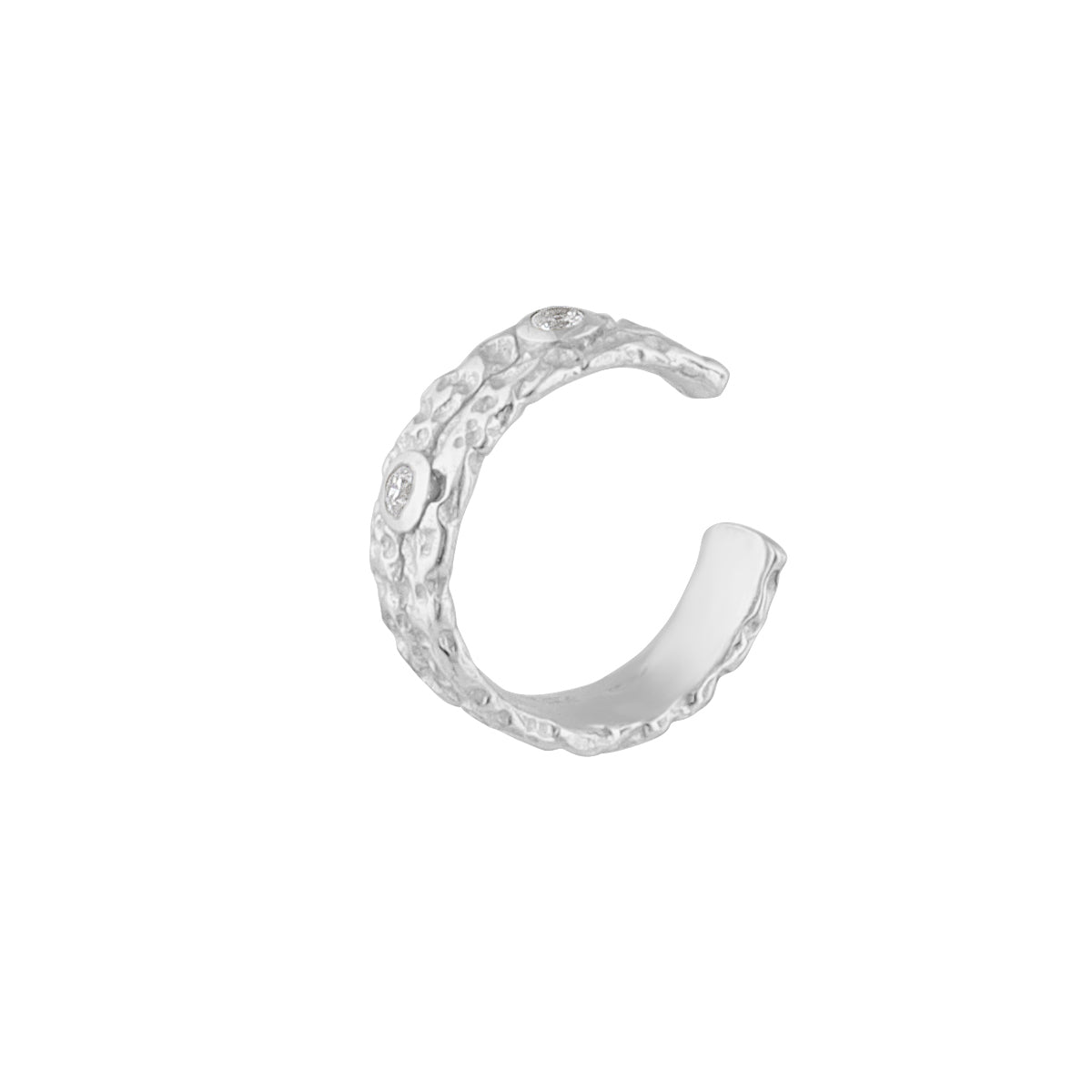 Sterlingsilber Doppelte 2 mm CZ Gehämmert Manschetten Ohrring
