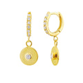 Vergoldete Sterlingsilber CZ Charm Huggie Creolen